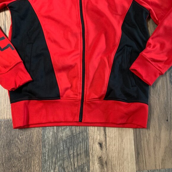 NBA Men's size Medium Red Black Chicago Bulls Full Zip Hooded Jacket - Picture 2 of 7